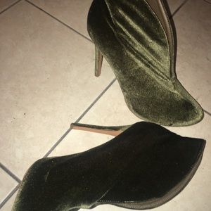 Green suede booties